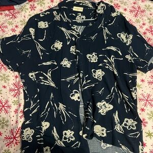 YoungLA Navy Floral Casual Shirt